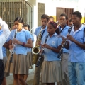 Die Blaskapelle Río San Juan in Schuluniformen am Nationalfeiertag 2010.